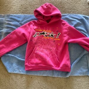 Spyder Hot Pink Graphic Hoodie with Spiderweb Detail M